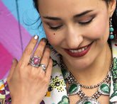 American West Sterling Silver Oval Rhodonite Scroll & Leaf Ring, Size 7